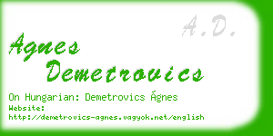 agnes demetrovics business card