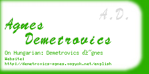 agnes demetrovics business card